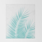 Soft Turquoise Palm Leaves Dream - Cali Summer Vibes #1 #tropical #decor #art #society6 Throw Blanket Gallery Image 2