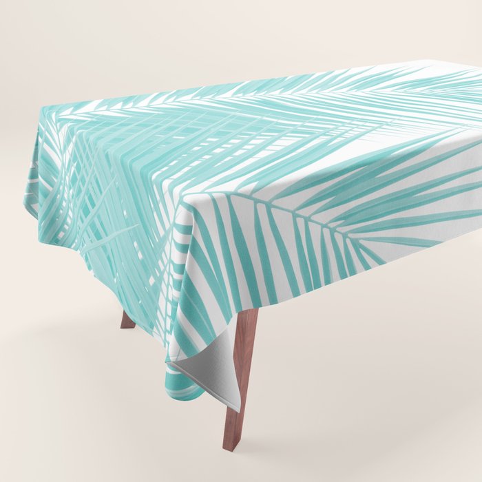 Soft Turquoise Palm Leaves Dream - Cali Summer Vibes #1 #tropical #decor #art #society6 Tablecloth Gallery Image 1