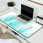 Soft Turquoise Palm Leaves Dream - Cali Summer Vibes #1 #tropical #decor #art #society6 Desk Mat Gallery Image 2