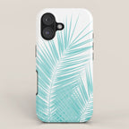 Soft Turquoise Palm Leaves Dream - Cali Summer Vibes #1 #tropical #decor #art #society6 iPhone Case Gallery Image 1