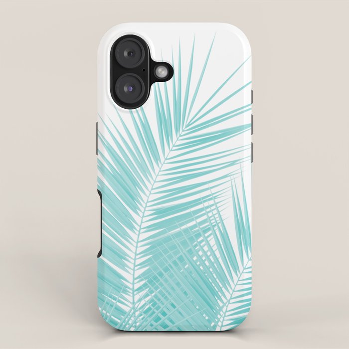 Soft Turquoise Palm Leaves Dream - Cali Summer Vibes #1 #tropical #decor #art #society6 iPhone Case Gallery Image 1