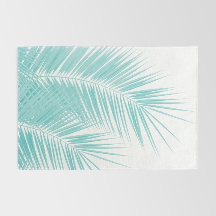 Soft Turquoise Palm Leaves Dream - Cali Summer Vibes #1 #tropical #decor #art #society6 Rug Gallery Image 2