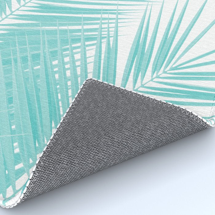 Soft Turquoise Palm Leaves Dream - Cali Summer Vibes #1 #tropical #decor #art #society6 Rug Gallery Image 4