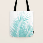 Soft Turquoise Palm Leaves Dream - Cali Summer Vibes #1 #tropical #decor #art #society6 Tote Bag Gallery Image 1