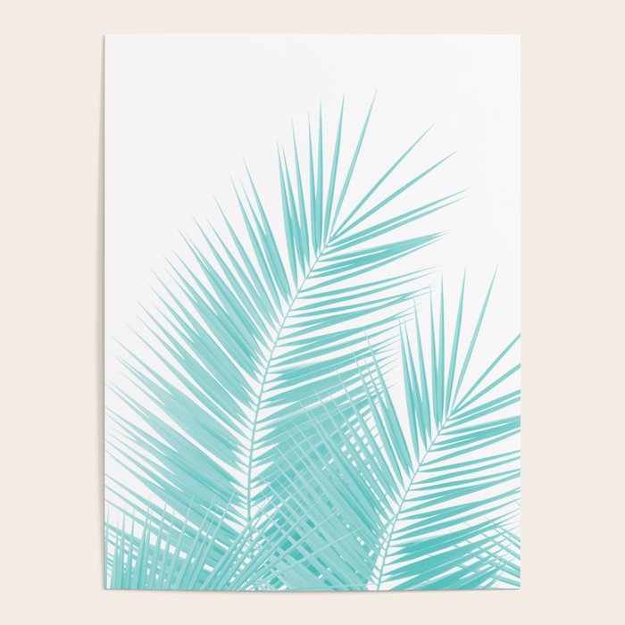 Soft Turquoise Palm Leaves Dream - Cali Summer Vibes #1 #tropical #decor #art #society6 Poster Gallery Image 4