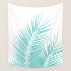 Soft Turquoise Palm Leaves Dream - Cali Summer Vibes #1 #tropical #decor #art #society6 Wall Tapestry Gallery Image 4