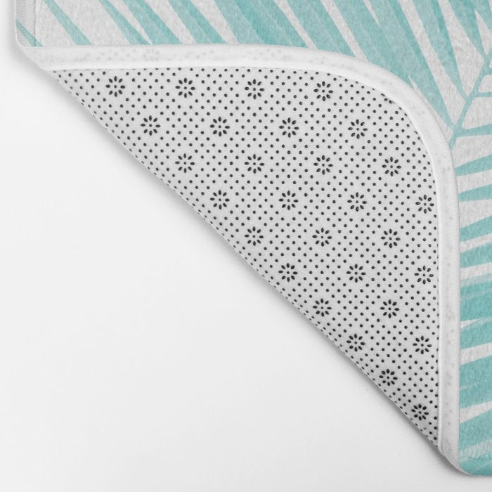 Soft Turquoise Palm Leaves Dream - Cali Summer Vibes #1 #tropical #decor #art #society6 Bath Mat Gallery Image 2