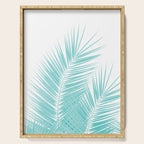 Soft Turquoise Palm Leaves Dream - Cali Summer Vibes #1 #tropical #decor #art #society6 Serving Tray Gallery Image 1
