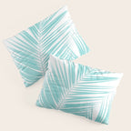 Soft Turquoise Palm Leaves Dream - Cali Summer Vibes #1 #tropical #decor #art #society6 Pillow Sham Gallery Image 3