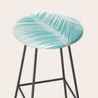 Soft Turquoise Palm Leaves Dream - Cali Summer Vibes #1 #tropical #decor #art #society6 Stool Gallery Image 2