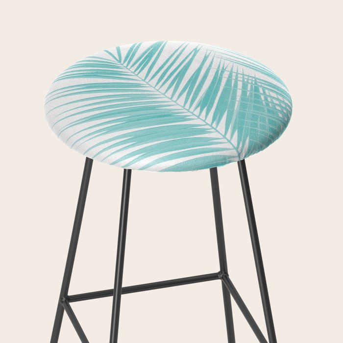 Soft Turquoise Palm Leaves Dream - Cali Summer Vibes #1 #tropical #decor #art #society6 Stool Gallery Image 2