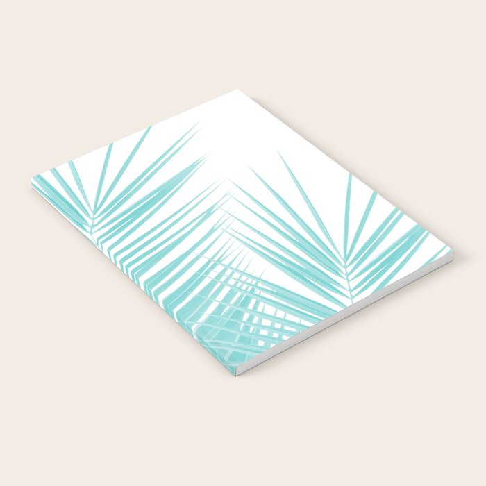 Soft Turquoise Palm Leaves Dream - Cali Summer Vibes #1 #tropical #decor #art #society6 Notebook Gallery Image 2