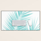Soft Turquoise Palm Leaves Dream - Cali Summer Vibes #1 #tropical #decor #art #society6 Desk Mat Gallery Image 1