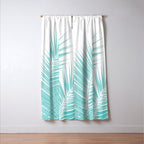 Soft Turquoise Palm Leaves Dream - Cali Summer Vibes #1 #tropical #decor #art #society6 Window Curtain Gallery Image 3
