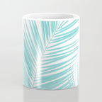 Soft Turquoise Palm Leaves Dream - Cali Summer Vibes #1 #tropical #decor #art #society6 Coffee Mug Gallery Image 4