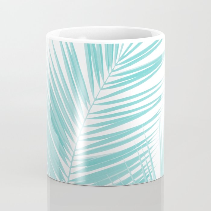 Soft Turquoise Palm Leaves Dream - Cali Summer Vibes #1 #tropical #decor #art #society6 Coffee Mug Gallery Image 4