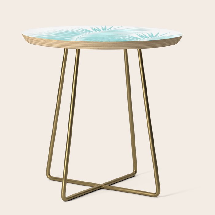 Soft Turquoise Palm Leaves Dream - Cali Summer Vibes #1 #tropical #decor #art #society6 Side Table Gallery Image 1