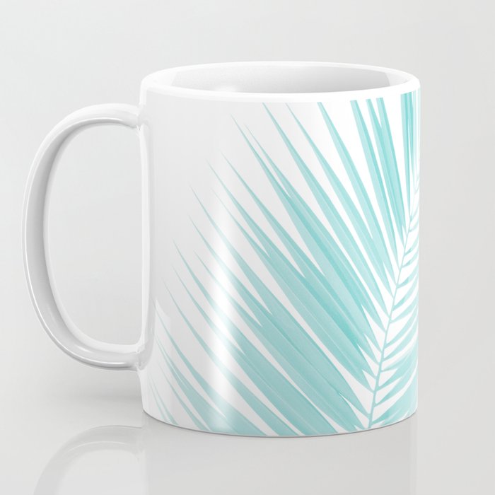 Soft Turquoise Palm Leaves Dream - Cali Summer Vibes #1 #tropical #decor #art #society6 Coffee Mug Gallery Image 3