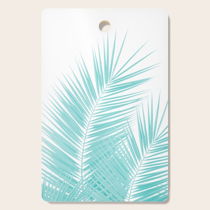 Soft Turquoise Palm Leaves Dream - Cali Summer Vibes #1 #tropical #decor #art #society6 Cutting Board Gallery Image 1