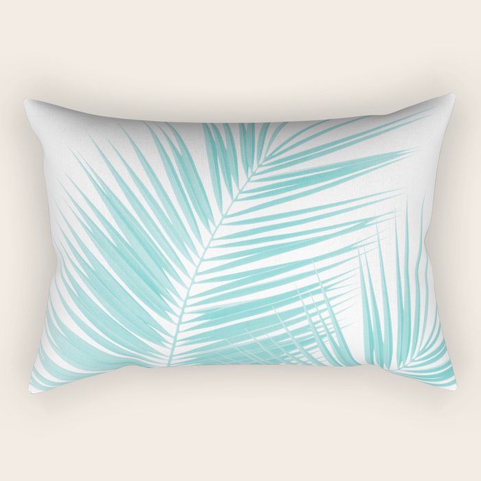 Soft Turquoise Palm Leaves Dream - Cali Summer Vibes #1 #tropical #decor #art #society6 Rectangular Pillow Gallery Image 2