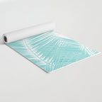 Soft Turquoise Palm Leaves Dream - Cali Summer Vibes #1 #tropical #decor #art #society6 Yoga Mat Gallery Image 2