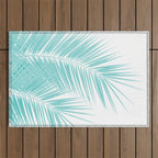 Soft Turquoise Palm Leaves Dream - Cali Summer Vibes #1 #tropical #decor #art #society6 Outdoor Rug Gallery Image 1