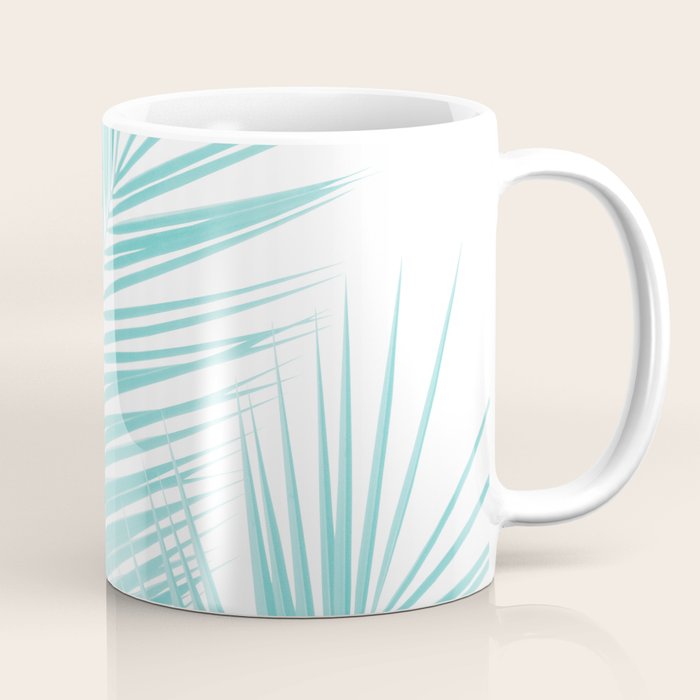 Soft Turquoise Palm Leaves Dream - Cali Summer Vibes #1 #tropical #decor #art #society6 Coffee Mug Gallery Image 1