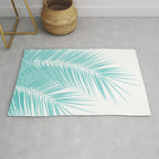 Soft Turquoise Palm Leaves Dream - Cali Summer Vibes #1 #tropical #decor #art #society6 Rug Gallery Image 1