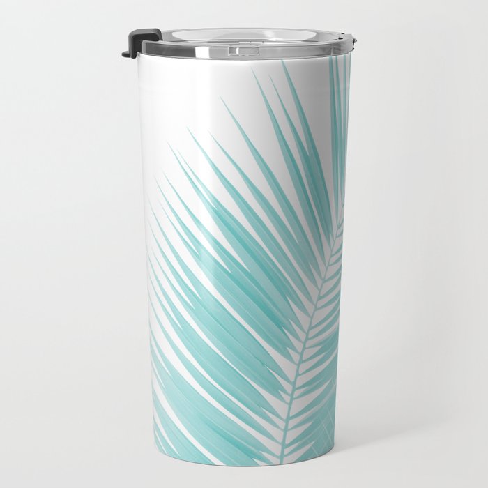 Soft Turquoise Palm Leaves Dream - Cali Summer Vibes #1 #tropical #decor #art #society6 Travel Mug Gallery Image 3