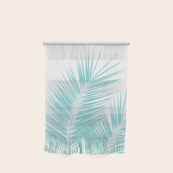 Soft Turquoise Palm Leaves Dream - Cali Summer Vibes #1 #tropical #decor #art #society6 Wall Hanging Gallery Image 1
