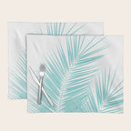 Soft Turquoise Palm Leaves Dream - Cali Summer Vibes #1 #tropical #decor #art #society6 Placemat Gallery Image 1