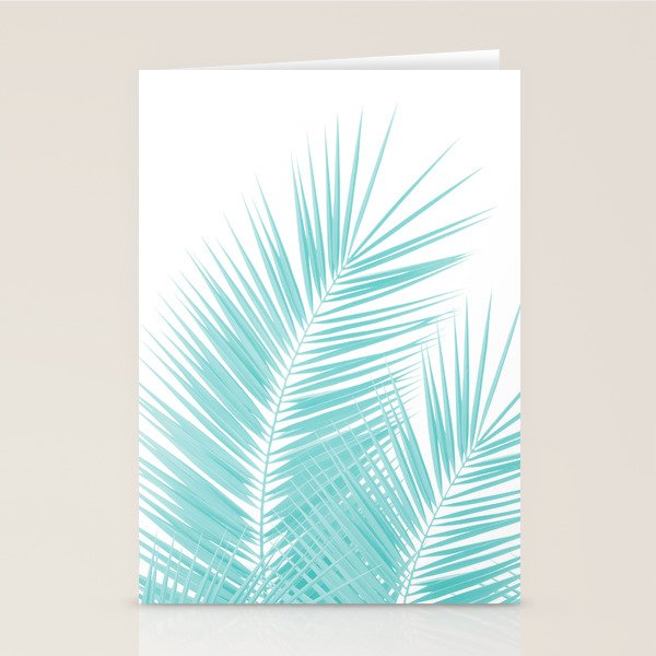 Soft Turquoise Palm Leaves Dream - Cali Summer Vibes #1 #tropical #decor #art #society6 Stationery Card Gallery Image 1