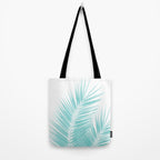 Soft Turquoise Palm Leaves Dream - Cali Summer Vibes #1 #tropical #decor #art #society6 Tote Bag Gallery Image 2