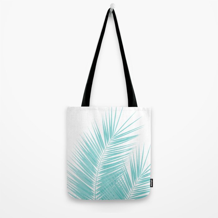 Soft Turquoise Palm Leaves Dream - Cali Summer Vibes #1 #tropical #decor #art #society6 Tote Bag Gallery Image 2