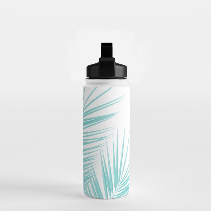 Soft Turquoise Palm Leaves Dream - Cali Summer Vibes #1 #tropical #decor #art #society6 Water Bottle Gallery Image 2
