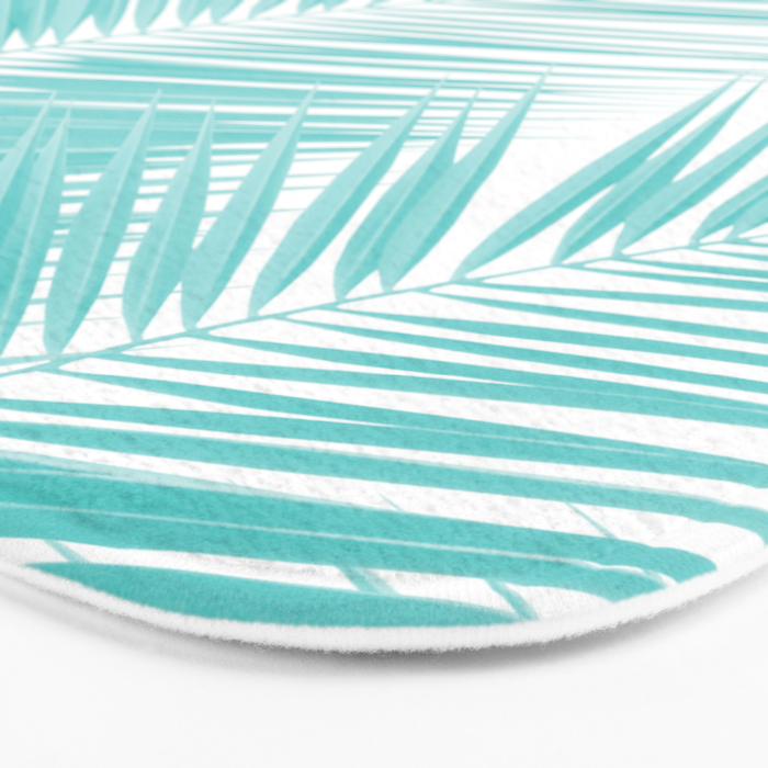 Soft Turquoise Palm Leaves Dream - Cali Summer Vibes #1 #tropical #decor #art #society6 Bath Mat Gallery Image 3