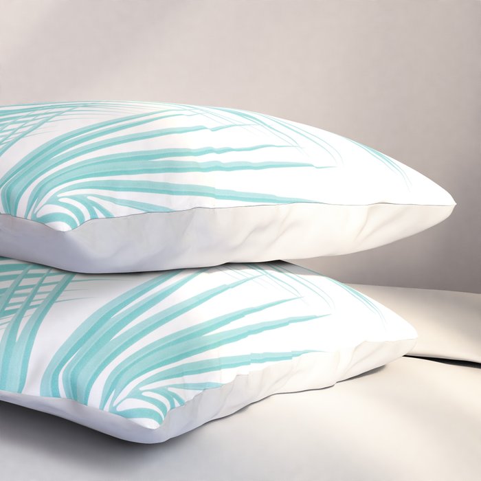 Soft Turquoise Palm Leaves Dream - Cali Summer Vibes #1 #tropical #decor #art #society6 Pillow Sham Gallery Image 3