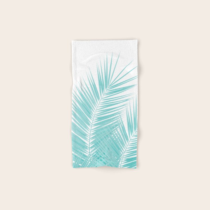 Soft Turquoise Palm Leaves Dream - Cali Summer Vibes #1 #tropical #decor #art #society6 Bath Towel Gallery Image 1