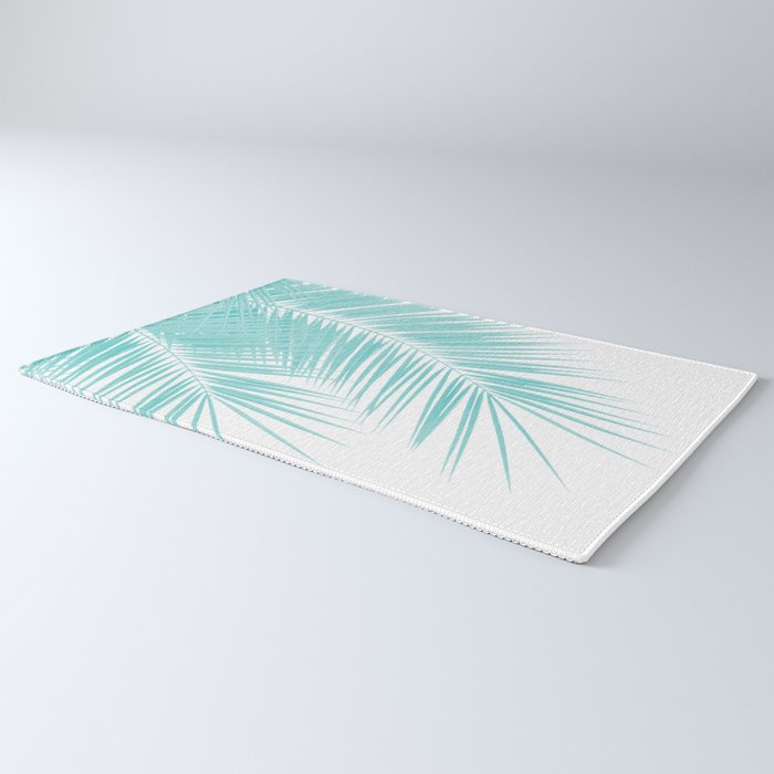 Soft Turquoise Palm Leaves Dream - Cali Summer Vibes #1 #tropical #decor #art #society6 Rug Gallery Image 3