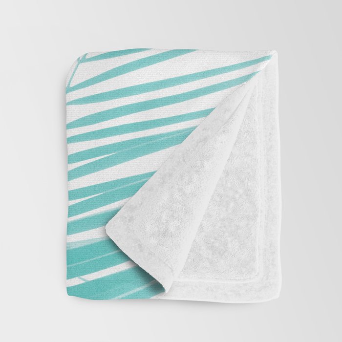 Soft Turquoise Palm Leaves Dream - Cali Summer Vibes #1 #tropical #decor #art #society6 Throw Blanket Gallery Image 3