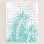 Soft Turquoise Palm Leaves Dream - Cali Summer Vibes #1 #tropical #decor #art #society6 Jigsaw Puzzle Gallery Image 1