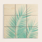 Soft Turquoise Palm Leaves Dream - Cali Summer Vibes #1 #tropical #decor #art #society6 Wood Wall Art Gallery Image 1