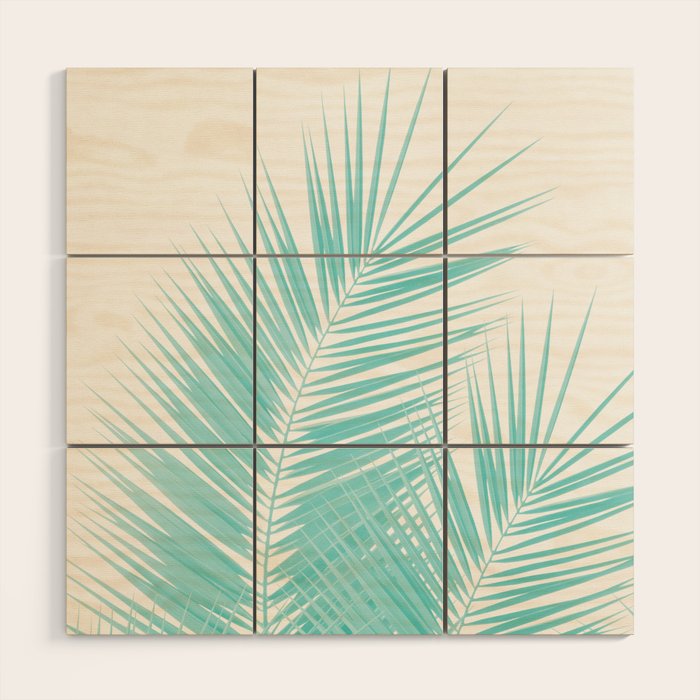 Soft Turquoise Palm Leaves Dream - Cali Summer Vibes #1 #tropical #decor #art #society6 Wood Wall Art Gallery Image 1