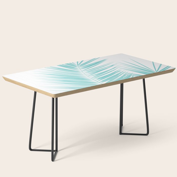 Soft Turquoise Palm Leaves Dream - Cali Summer Vibes #1 #tropical #decor #art #society6 Coffee Table Gallery Image 1