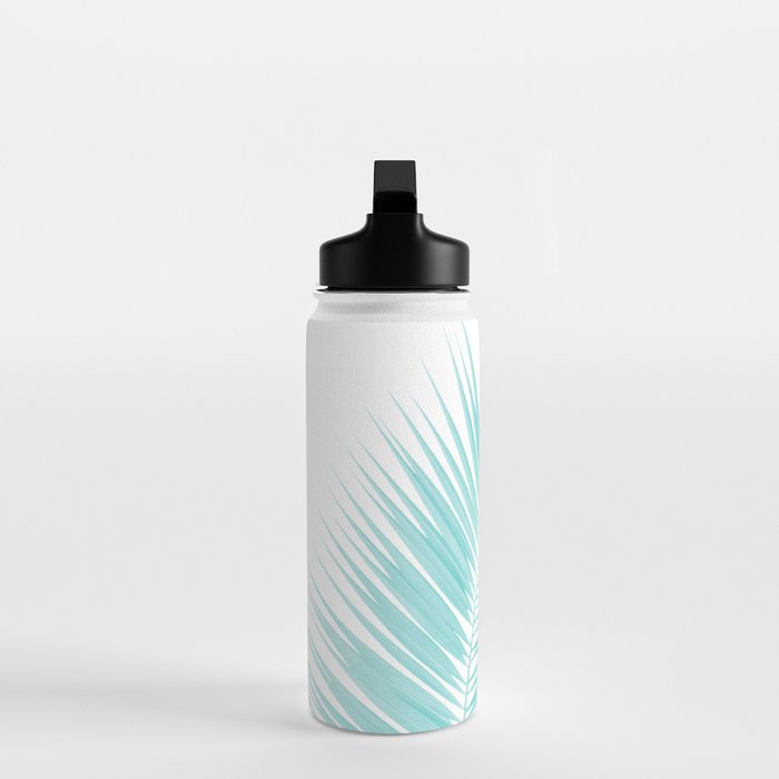 Soft Turquoise Palm Leaves Dream - Cali Summer Vibes #1 #tropical #decor #art #society6 Water Bottle Gallery Image 3