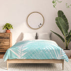 Soft Turquoise Palm Leaves Dream - Cali Summer Vibes #1 #tropical #decor #art #society6 Comforter Gallery Image 3