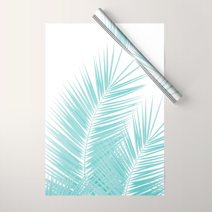 Soft Turquoise Palm Leaves Dream - Cali Summer Vibes #1 #tropical #decor #art #society6 Wrapping Paper Gallery Image 1