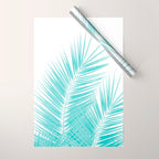 Soft Turquoise Palm Leaves Dream - Cali Summer Vibes #1 #tropical #decor #art #society6 Wrapping Paper Gallery Image 1