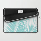 Soft Turquoise Palm Leaves Dream - Cali Summer Vibes #1 #tropical #decor #art #society6 Laptop Sleeve Gallery Image 2