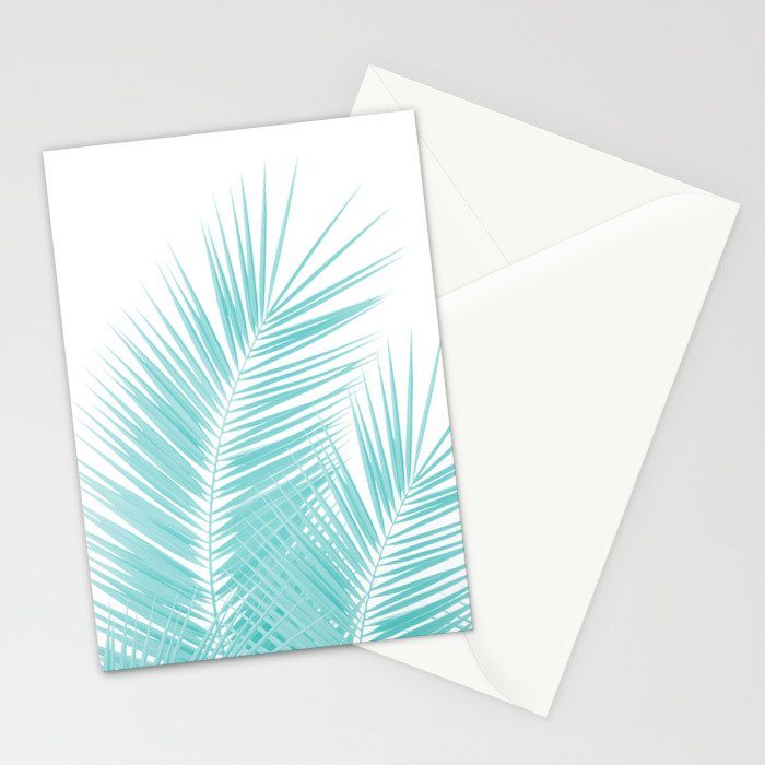 Soft Turquoise Palm Leaves Dream - Cali Summer Vibes #1 #tropical #decor #art #society6 Stationery Card Gallery Image 2